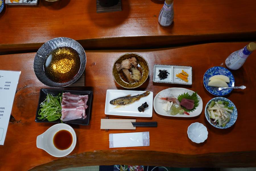 温泉と食事、ゴールのようす
